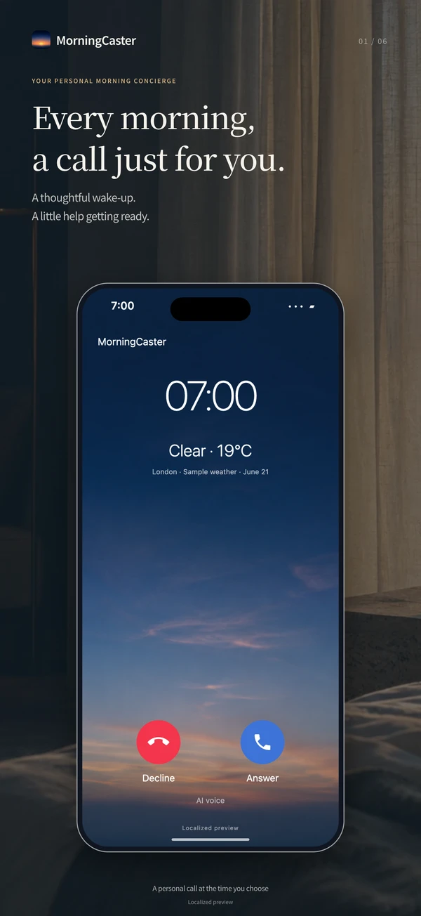 English presentation: a personal morning call at 7 a.m.